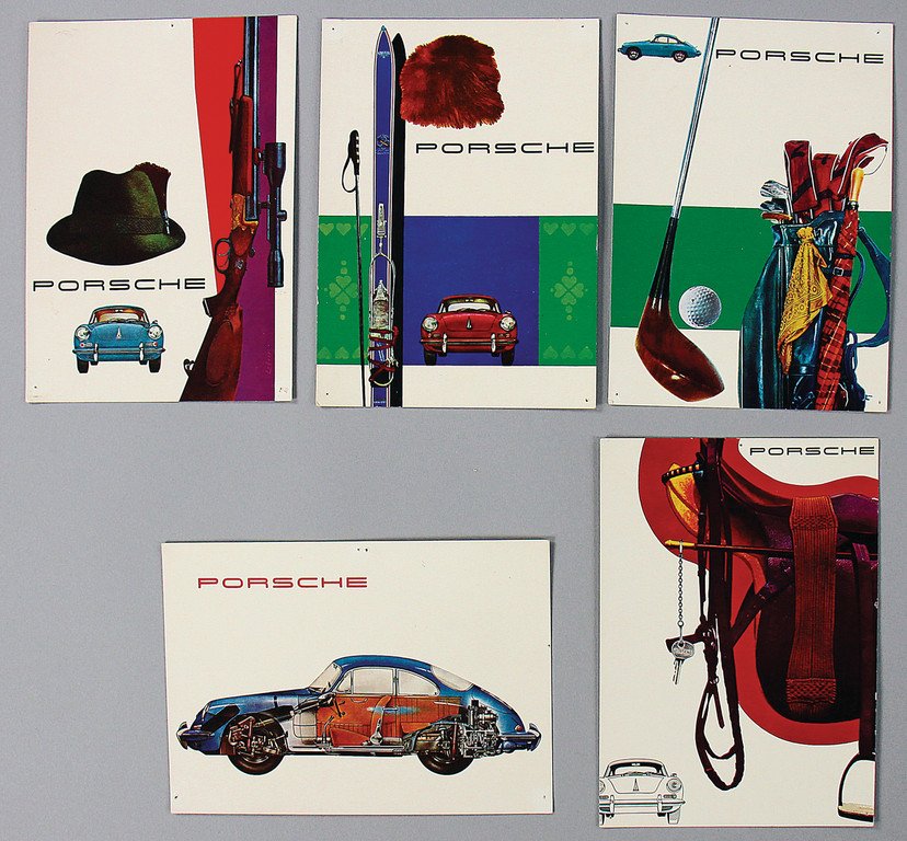 PORSCHE 5 factory postcards, early '60s, good condition (1 of 1)
