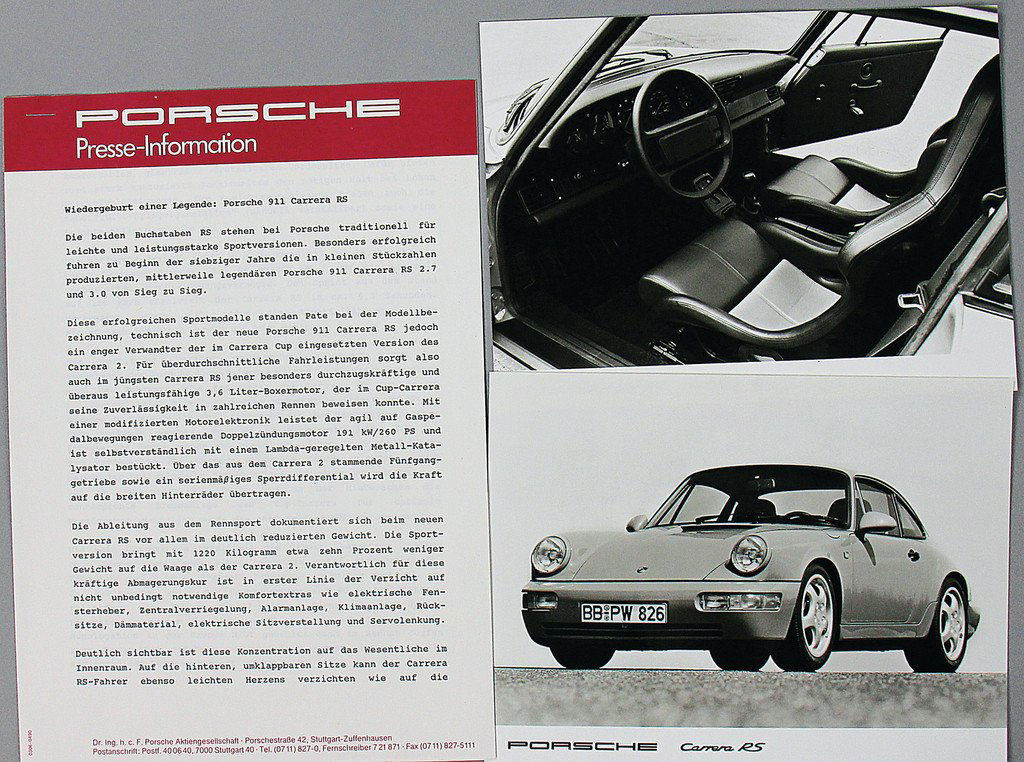 PORSCHE Press report 911 Carrera RS, production series (1 of 1)