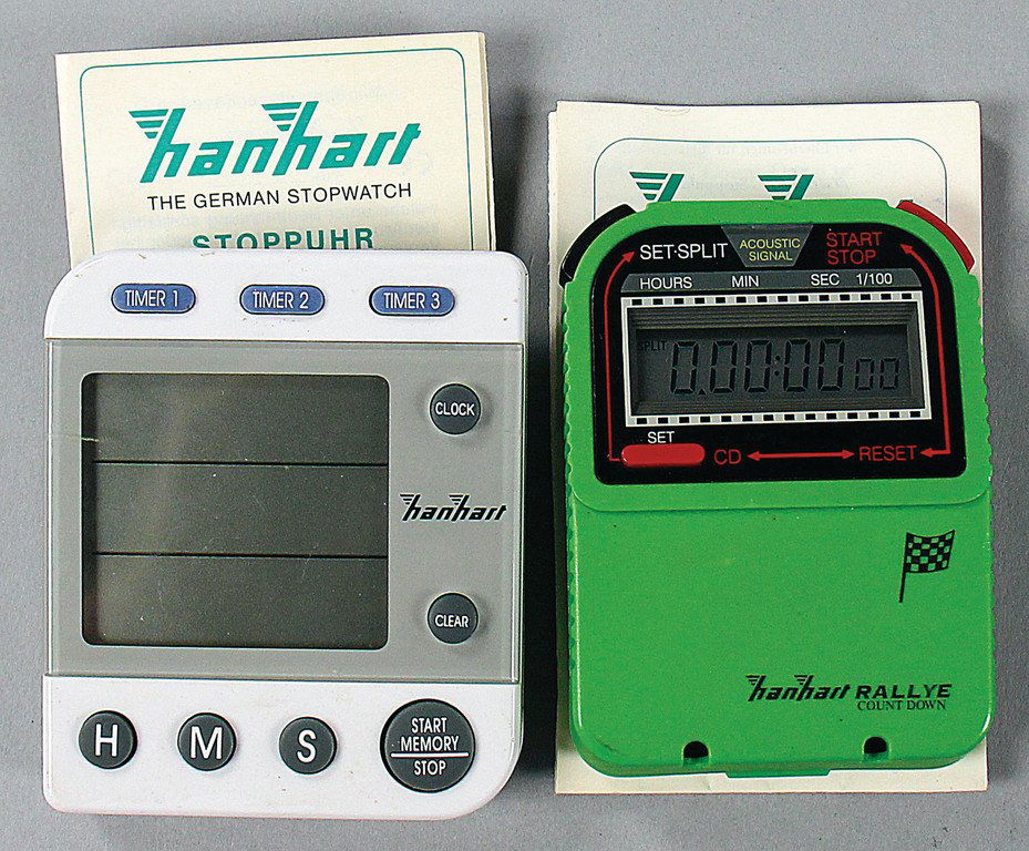 HANHART CLOCKS Hanhart 2 x stopwatch with papers, good (1 of 1)