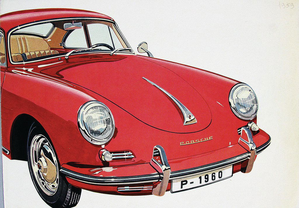 PORSCHE Fold-out brochure model program 1959, 8 pages, (1 of 1)