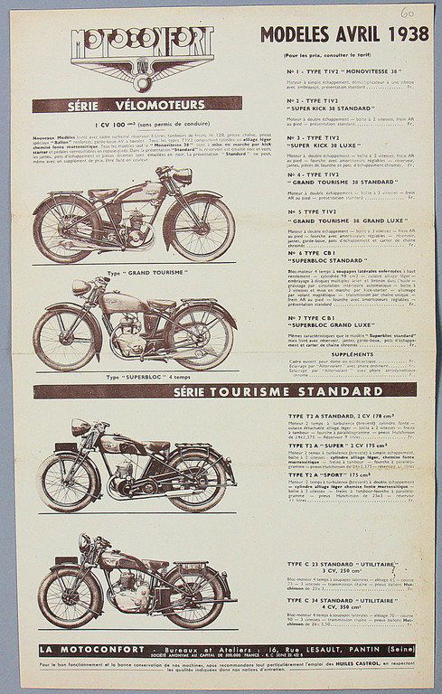 MOTOCONFORT 1938, flyer about the model program series (1 of 1)