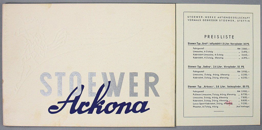 STOEWER Sales brochure Arkona, from 1937, 24 pages (1 of 1)