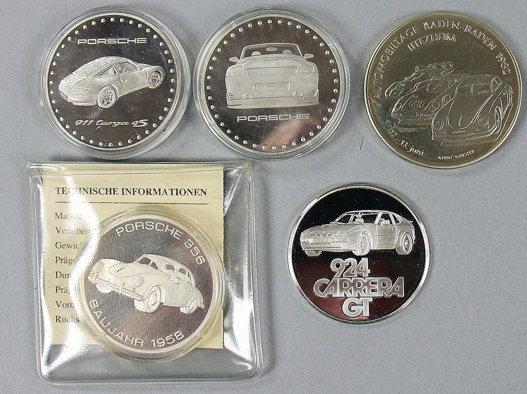 PORSCHE 5 Porsche silver coins with different motifs, (1 of 1)