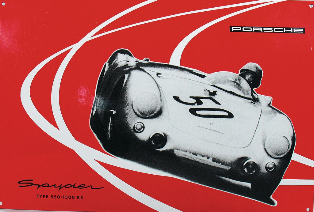 PORSCHE Enamel sign, motif type 550 Spyder from 2000, (1 of 1)