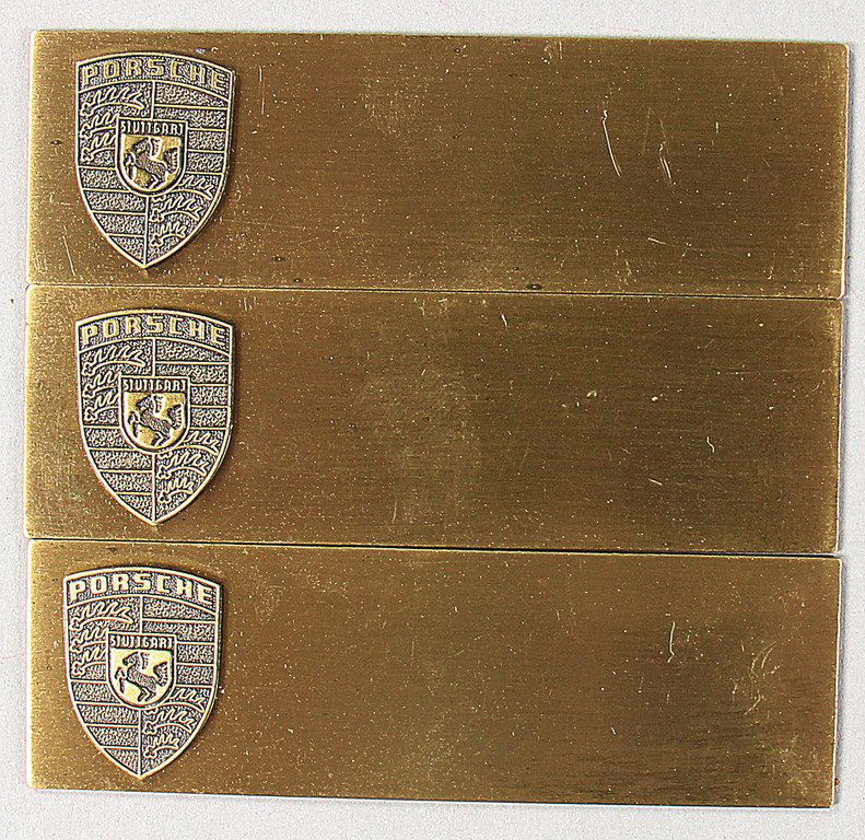 PORSCHE 3 pieces metal signs for the glovebox cover, (1 of 1)