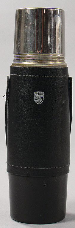 PORSCHE Thermos bottle, '60s, with leather carrying (1 of 1)