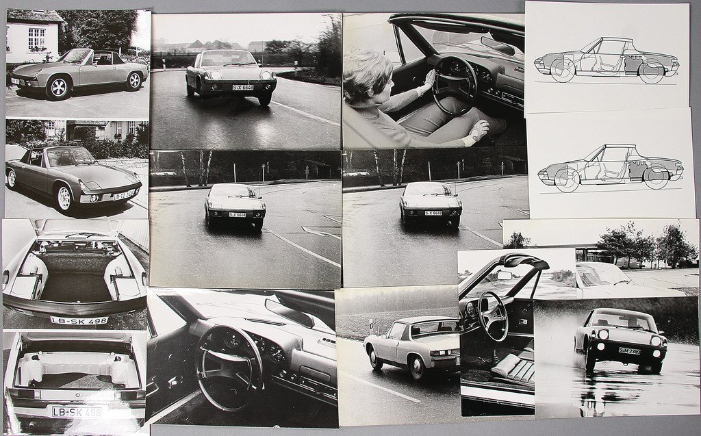 PORSCHE Mixed lot of 13 B/W photos, press and company: PORSCHE Mixed lot of 13 B/W photos, press and company photos, Porsche 914, test drives, prototypes, etc., 13 x 18 and 16 x 21 cm German Description PORSCHE Konv. 13 schwarz/weiß Aufnahmen, Presse- un