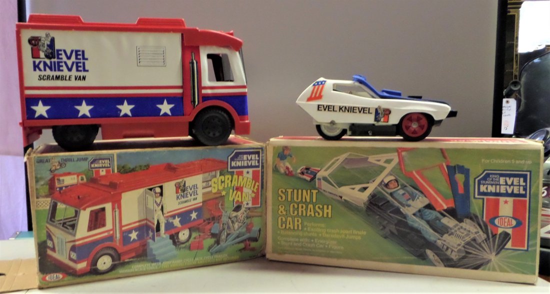 Evel Knievel Scramble Van & Stunt & Crash Car with original boxes ~1973/74 (1 of 20)