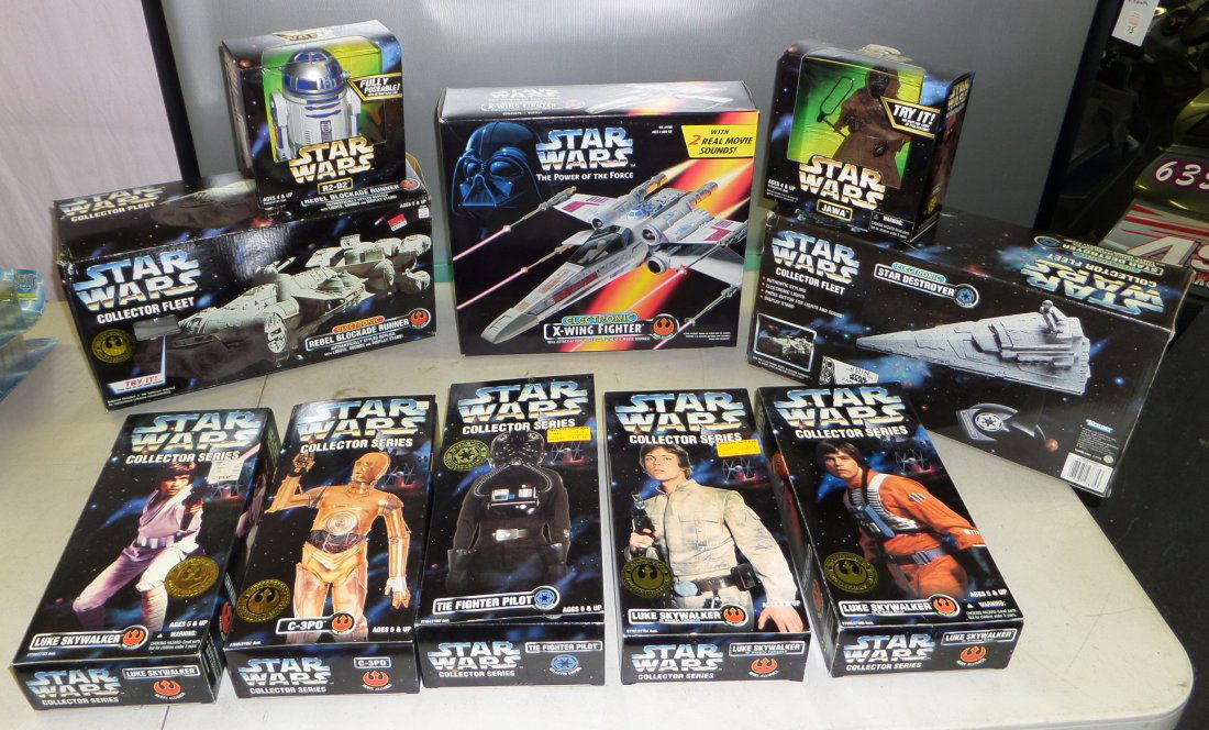 Star Wars collectables, 1990's ~ Electronic X-Wing Fighter, Action Jawa/R2-D2, etc. (1 of 12)