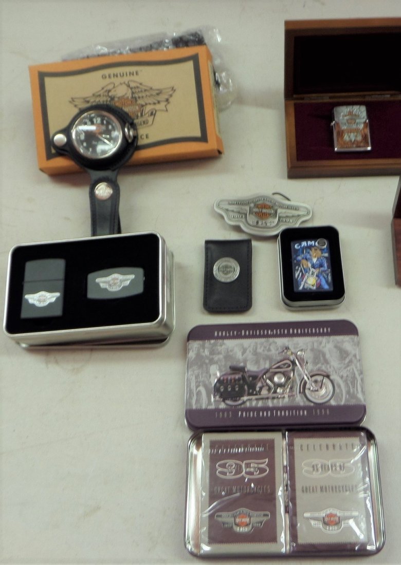 Harley-Davidson Collectables Lot ~ Playing Cards, Zippo Camel Lighter, Timepiece, etc. (1 of 8)