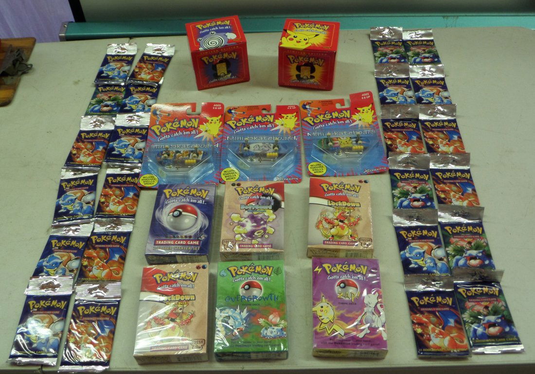 Pokemon Lot ~ Card packs, Mini Skateboards, Trading Card Games, 23k gold plated cards (1 of 16)