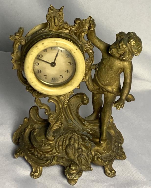 Vtg. German Figural Cherub Mantle Clock (1 of 7)