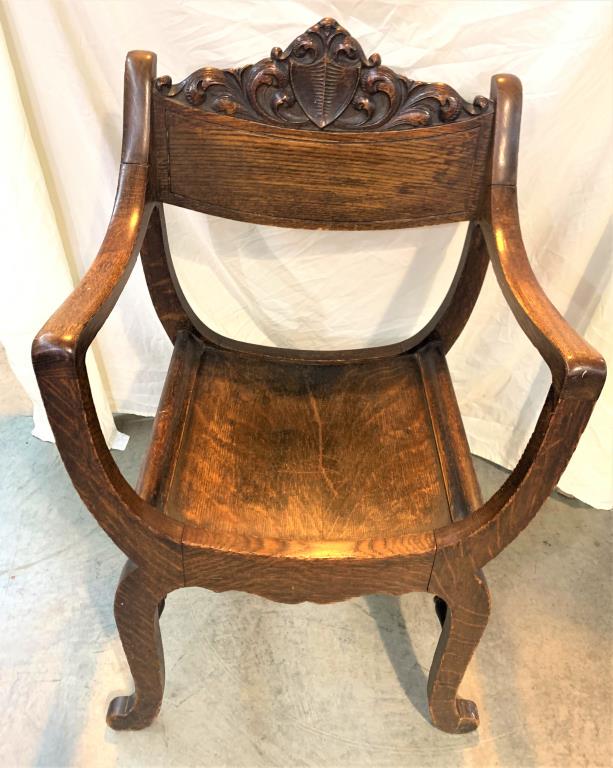 Antique Oak Fire Side Arm Chair (1 of 6)