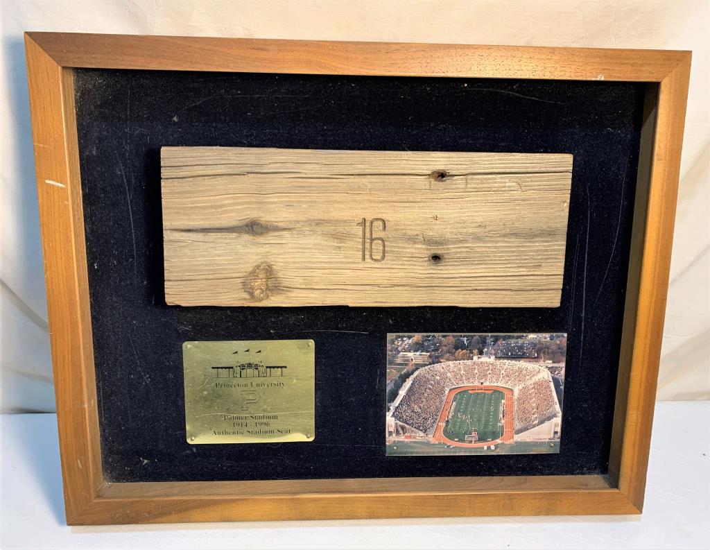 Princeton University Stadium Seat: Palmer Stadium Authentic Stadium Seat- Framed 21.5" X 17"