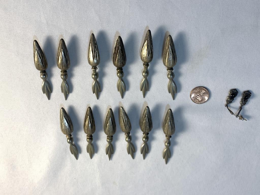 Antique Sterling Corn Cob Holders & Earrings (1 of 6)