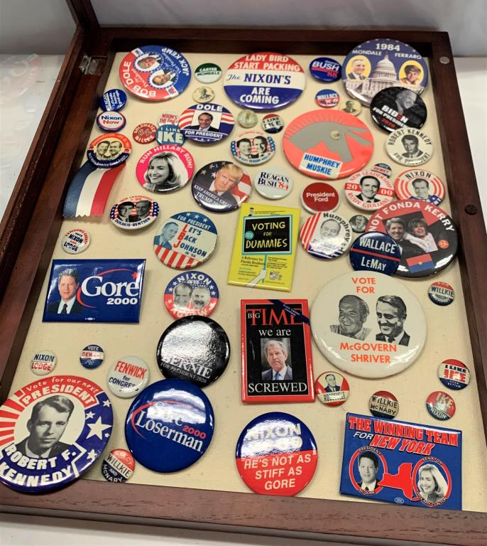Us Presidental Campaign Buttons In Shadowbox (1 of 12)
