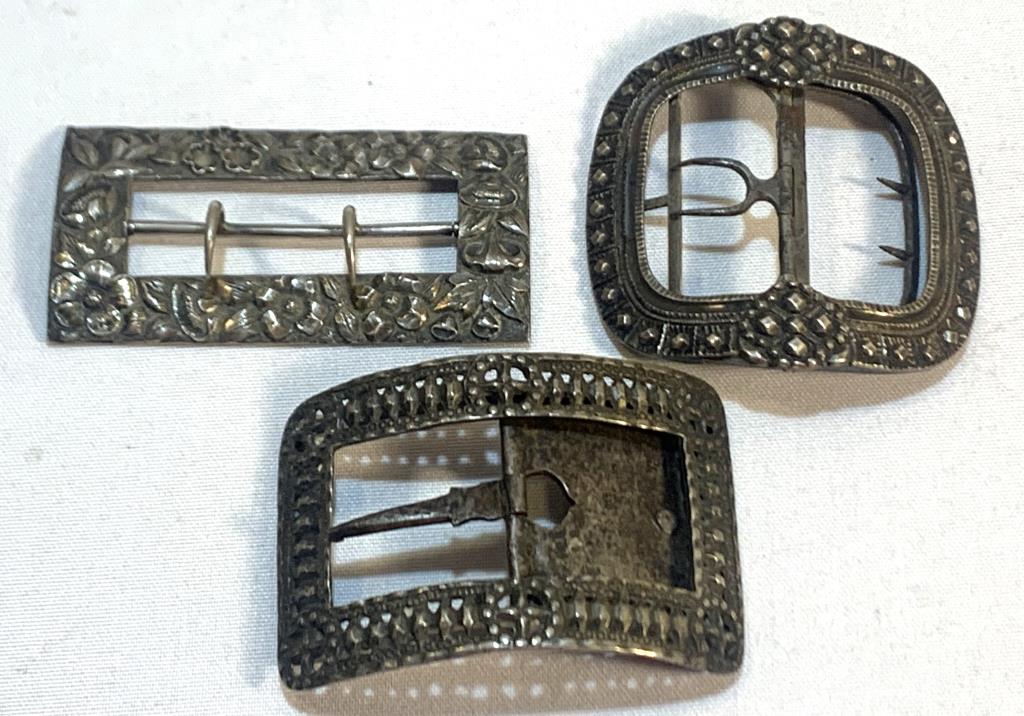 Lot (3) Incl. Sterling- Victorian Belt Buckles (1 of 11)