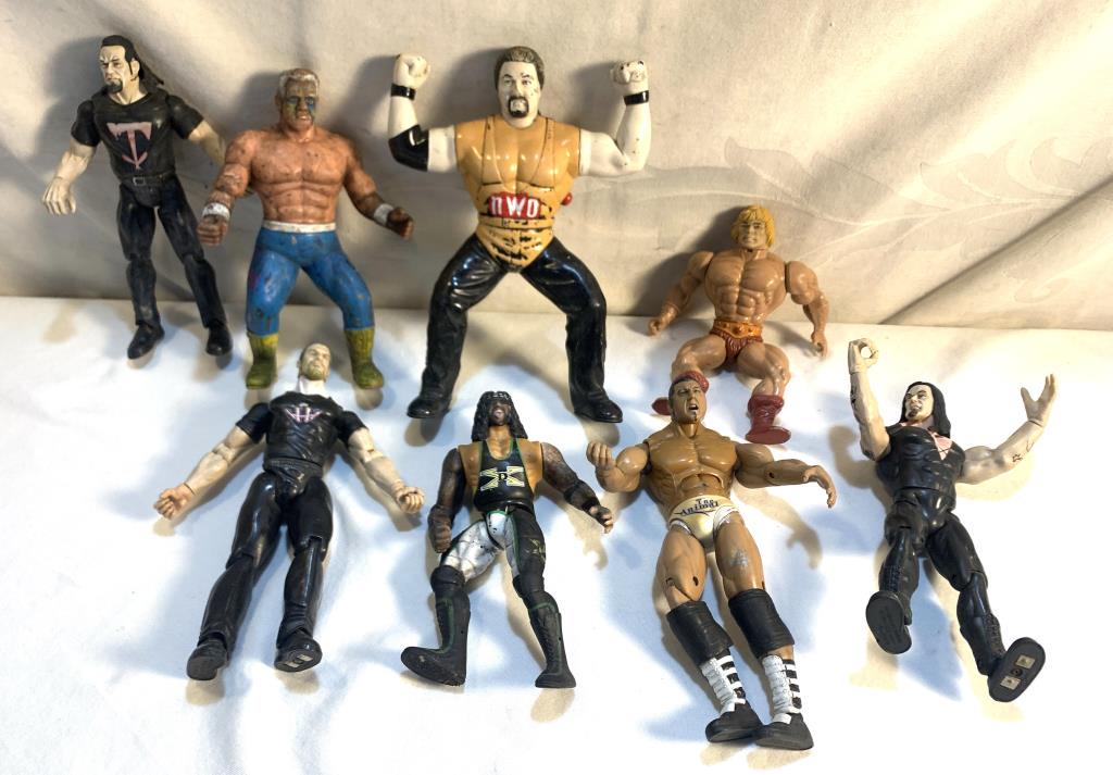 Action Figures Lot: 1981 Heman Masters Of The Universe, 1990's Wrestlers- The Animal, The Undertaker, Sting, Summer Slam,++more