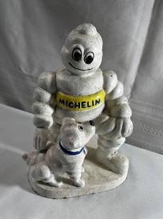 Cast Iron Michelin Man With Dog: Cast Iron Door Stop- 9" High X 6" Long X 5" D