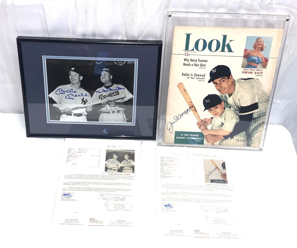 Joe Dimaggio, Duke Sneider, & Mickey Mantle Signed (1 of 17)