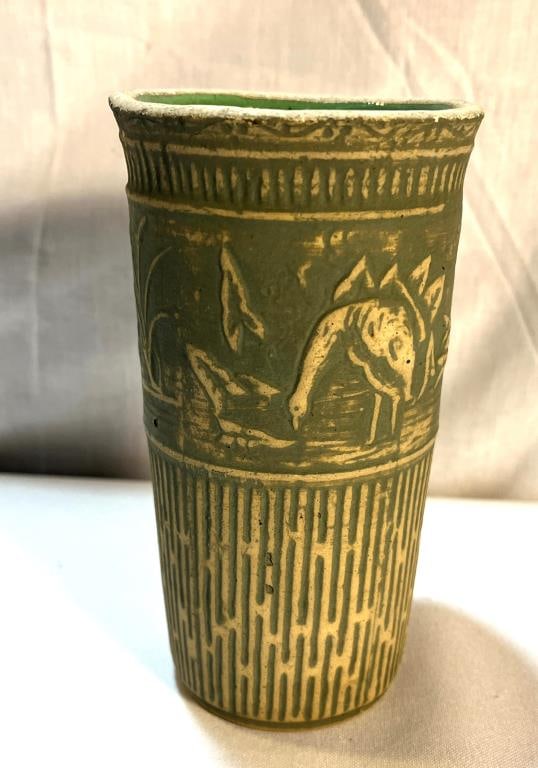 Antique Red Wing Heron Vase (1 of 6)