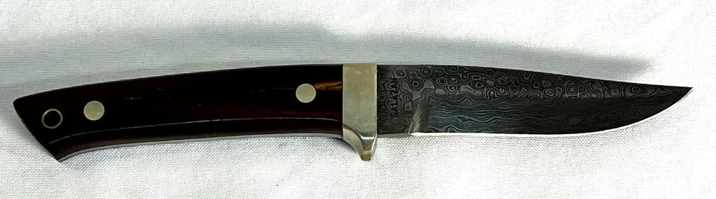 Tapered Tang Hunting Galazan Hunting Knife: Rosewood Handle- Toal Length 8 1/2"
