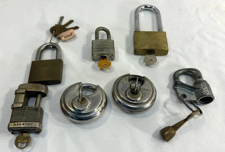 Vtg Padlock Lot: Vtg Padlock Lot - Raco, Abus, Master, Uniprise, Guard- Stainless Steel & Brass