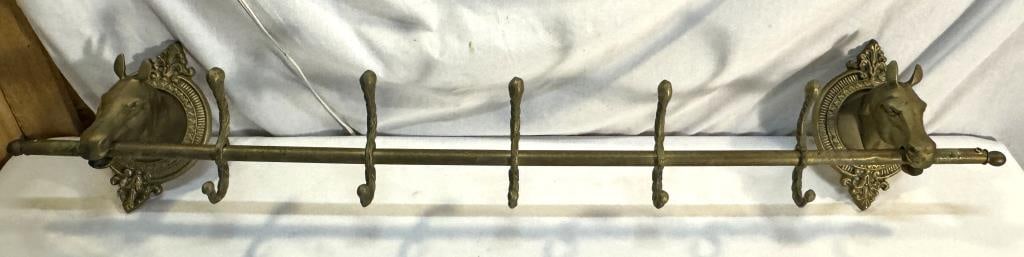 Vtg Brass Horse Head Coat Rack (1 of 7)