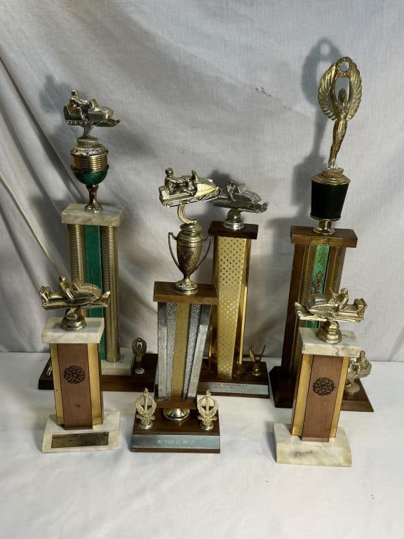 (6) Vtg Snowmobile Trophies: (6) Vtg Snowmobile Trophies- 25", 22.5", 19", 17", (2) 12.5" T