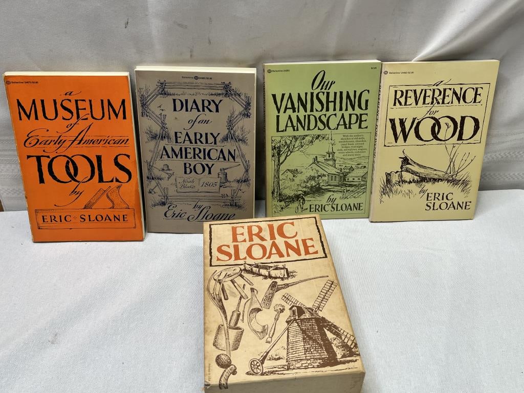 Eric Sloane Reference Books: Museum Of Early Tools, Dairy Of An Early American Boy, Our Vanishing Landscape And Reverence Wood 2 Books Need Binding Repair