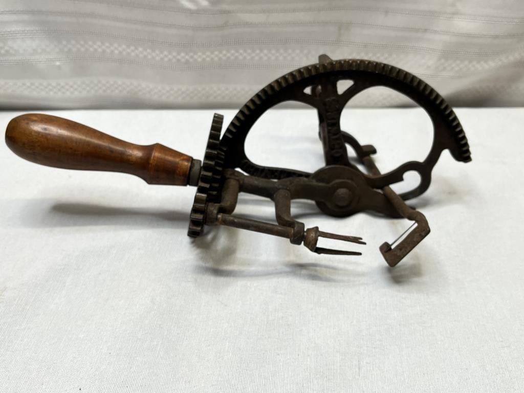 1863 Peach Stoner: Wrought Iron With Wooden Handle Oct. 6 1863 11 1/2" Long