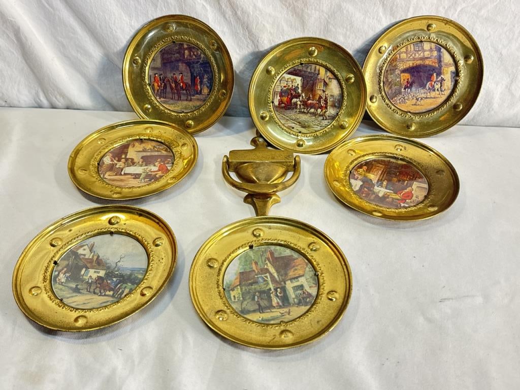 7- Vtg Brass English Foil Art Plates/ Door Knocker (1 of 8)
