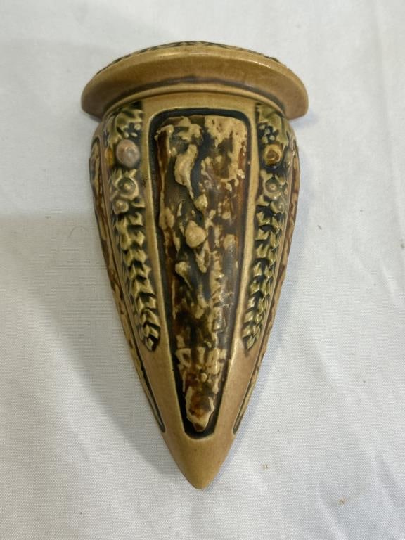 Roseville Pottery Florentine Wall Vase: 1924 Roseville Pottery Florentine Wall Vase - 7 1/4" tall