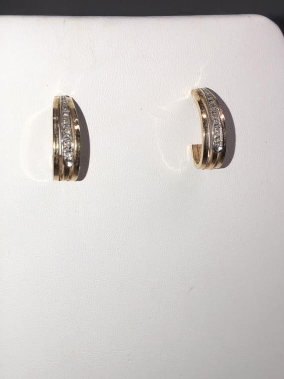14kt Diamond Half Hoop Earrings (1 of 5)