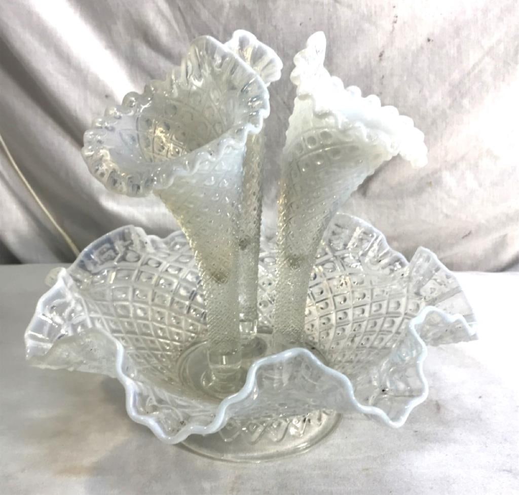 Fenton Art Glass White Opalescent Epergne (1 of 6)