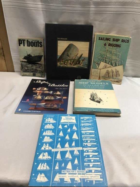 Vtg. Books: Vtg. Books- Sailing Ship Rigs & Rigging, The Whalers, PT boats, Ship Models, Ships in a Bottle, Royce's Sailing Illustrated