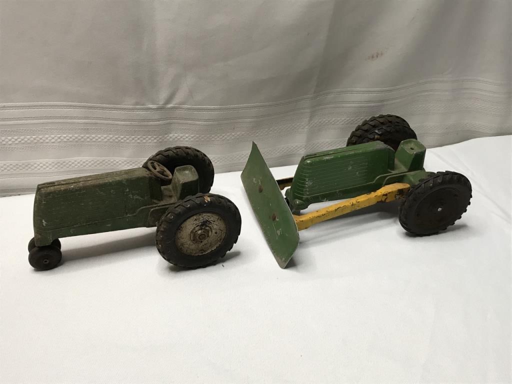 Vtg Aluminum Toy Tractors: 1940’s Aluminum Slik Tractors