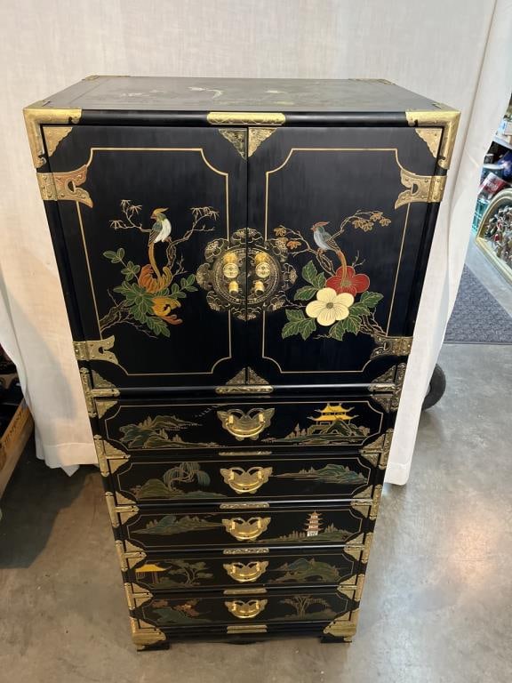 Black Lacquer Jewelry and Lingerie Chest (1 of 8)
