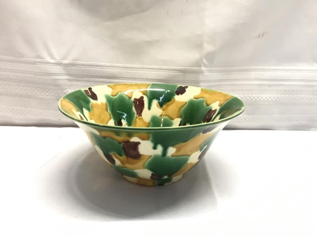 Antique Chinese Qing Kangxi Spinach Egg Bowl: Antique Chinese Qing Dynasty Kangxi ? Spinach Egg Bowl- 7 1/2” Round
