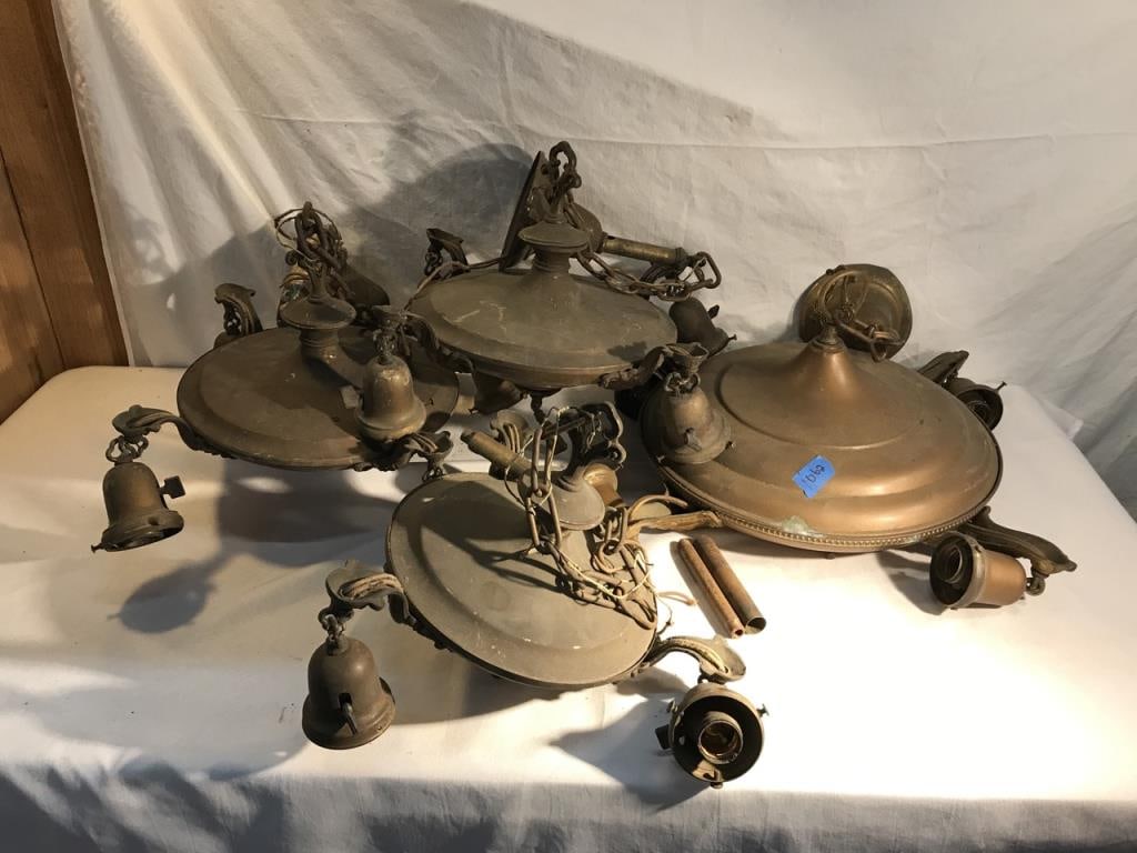 4- Antique Brass Ceiling Light Fixtures (1 of 7)