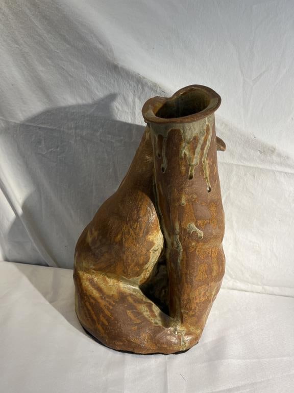 Modernist "Entwined Form" Stoneware Sculpture: Modernist " Entwined Form" Stoneware Sculpture by Mary Nicholson- 16" T x 9" W x 8" D