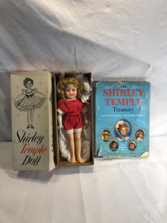 Vtg Shirley Temple Doll & Treasury Book: Vtg Ideal Shirley Temple Doll No. 9500 & 1959 Treasury Book