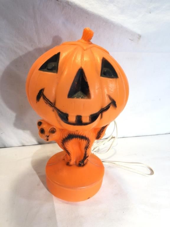 Vtg Halloween Blow Mold Jack o Lantern Black Cat (1 of 6)