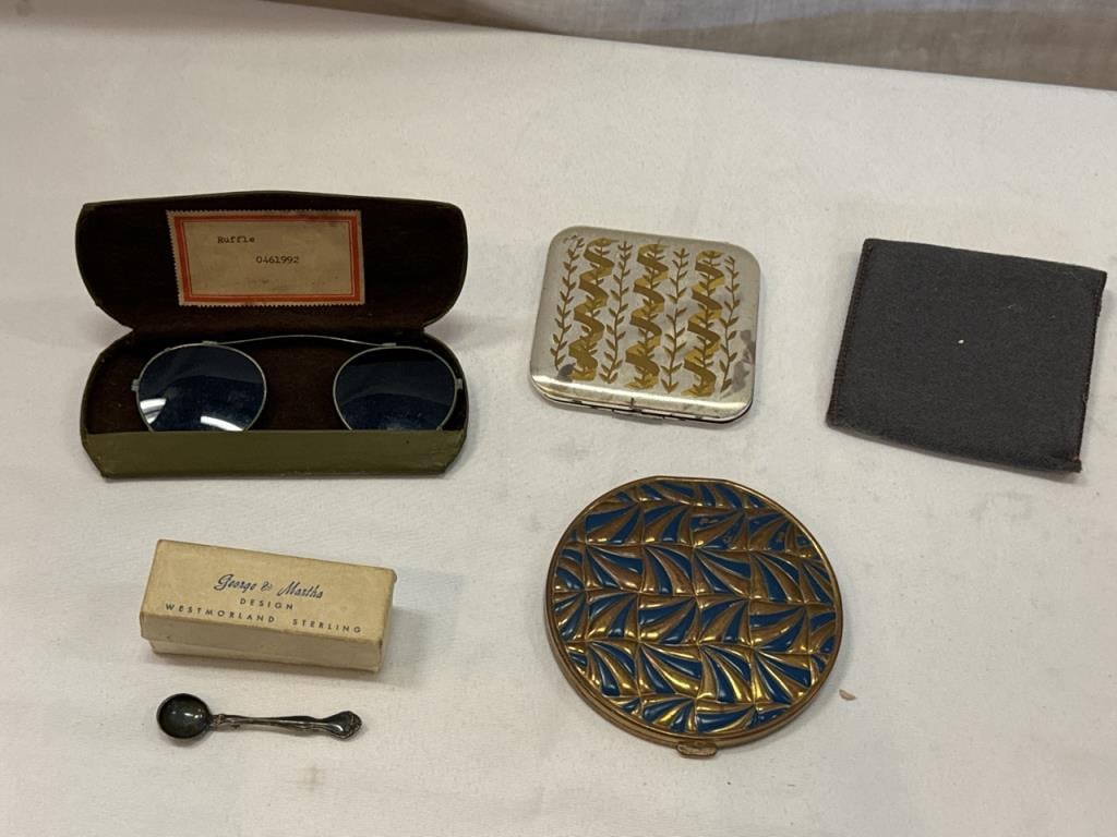 Vtg. Compacts, Sterling Pin,Glasses (1 of 7)
