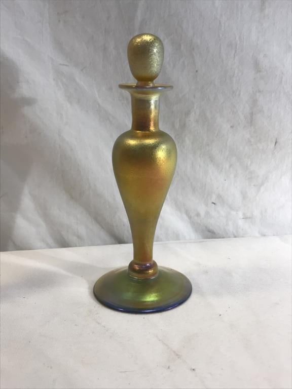 Gold Luster perfume Bottle Signed: Gold Luster perfume Bottle Signed ~ 7 1/2” tall