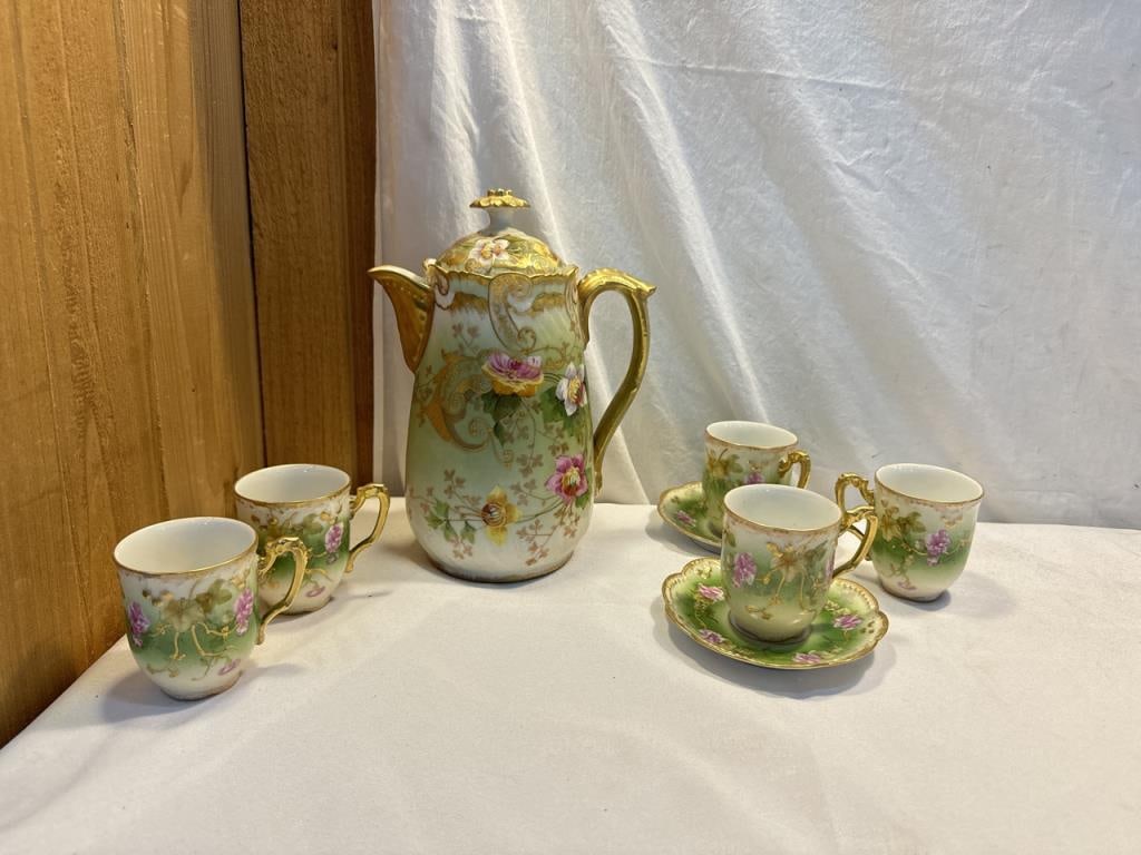 Hand Painted Chocolate/ Tea Limoges Set (1 of 6)