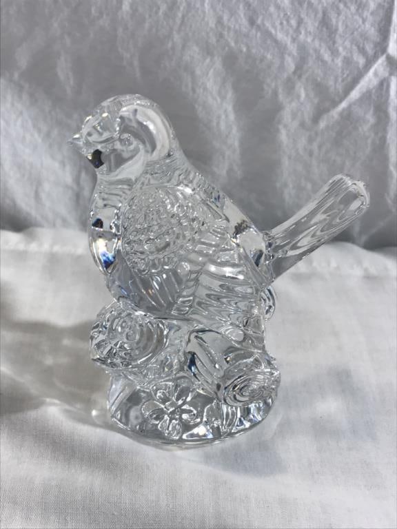 Waterford Robin Bird Figurine: Waterford Crystal Robin Bird On Branch Figurine- 5”