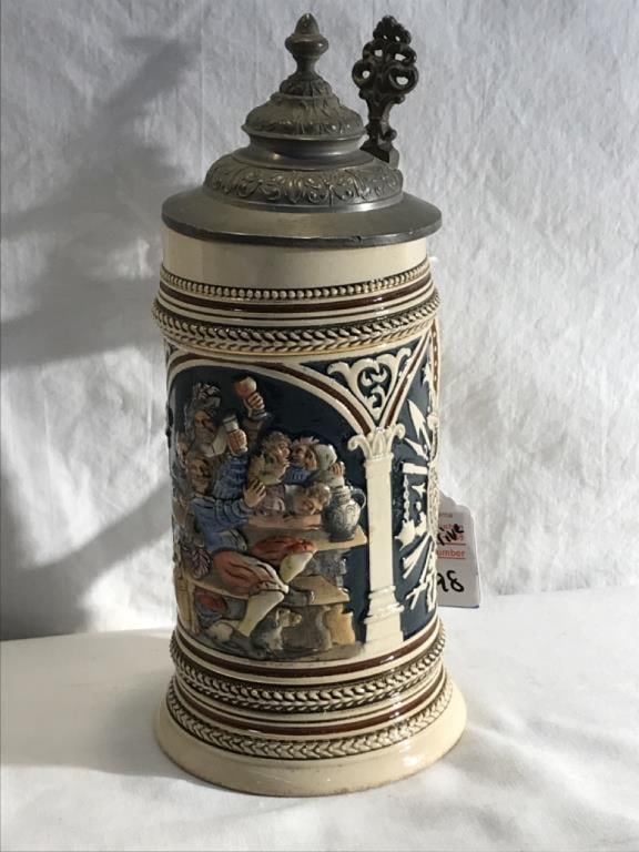 Vtg. German Beer Stein w/ Pewter Lid (1 of 5)