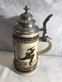 Vintage German Beer Stein with Lid