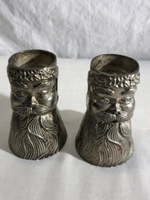 Pr. Chrome Santa Clause Candlestick Holders